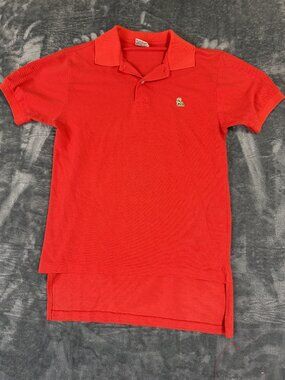 VTG VanCort Mens Polo Shirt Large Red Frog Logo Casual Wear "FITS AS A SMALL"